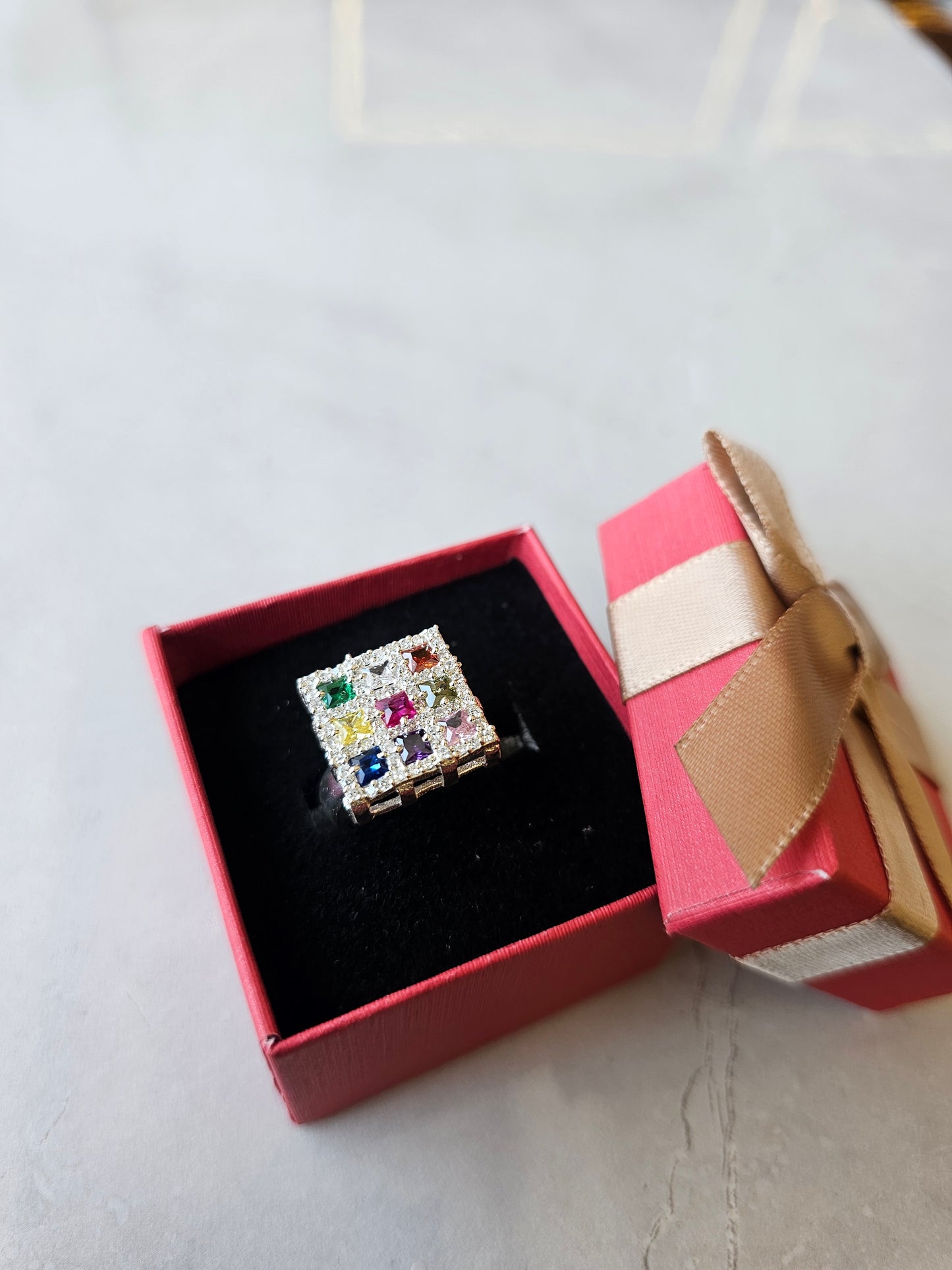 Silver premium navratna ring