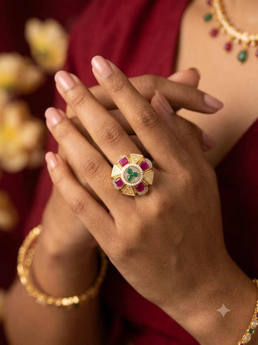 Pure silver ring gold plated