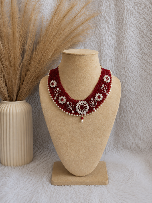 Royal Ruby Floral Choker Necklace