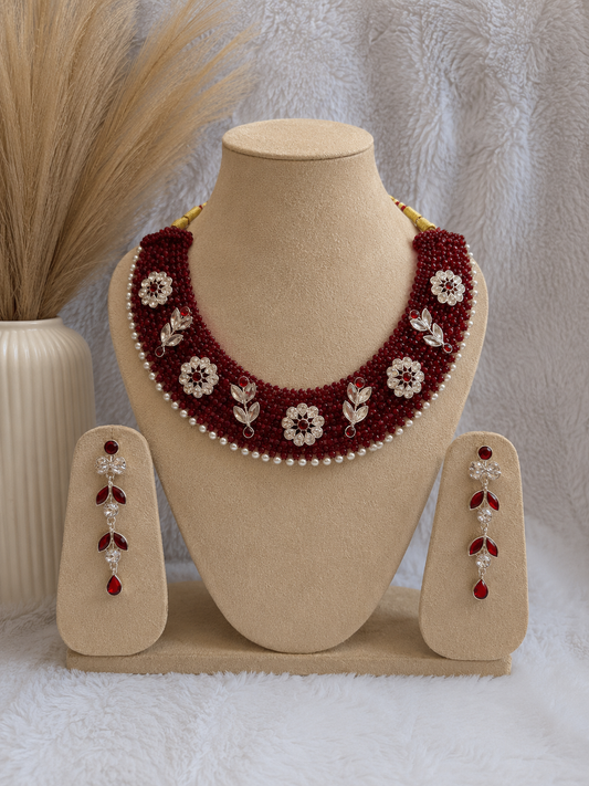 Ruby Bloom Bridal Necklace Set