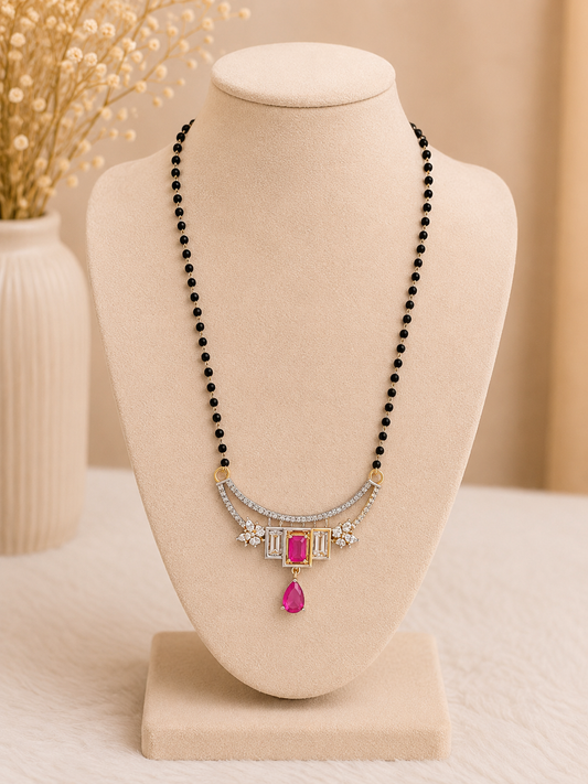 Royal Pink Crystal Designer Mangalsutra