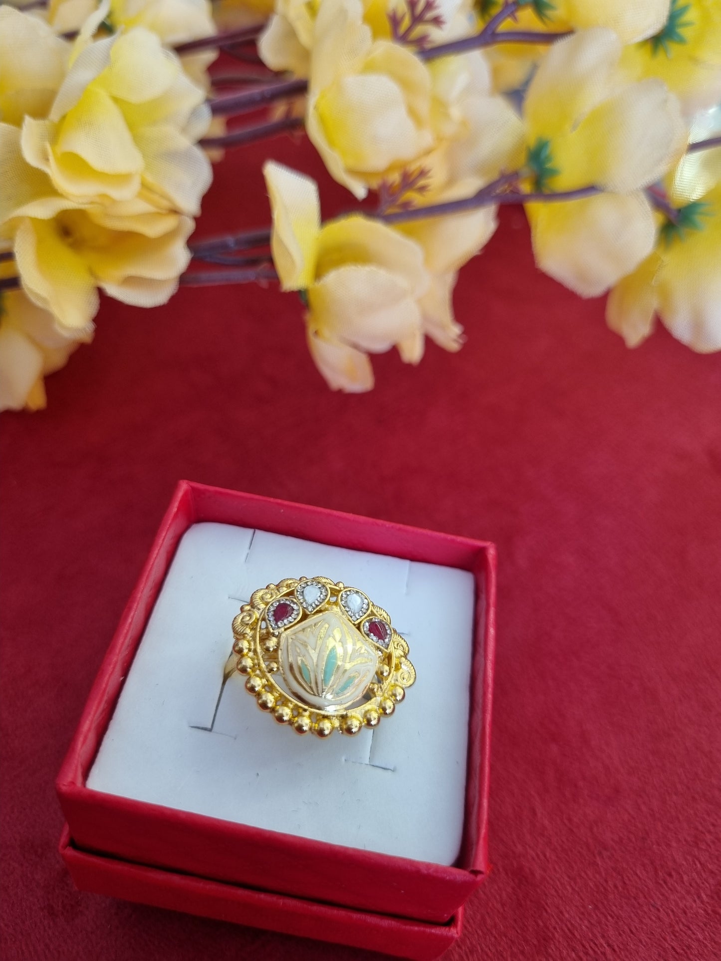 Pure silver gold plated ring