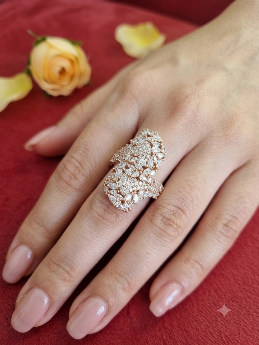 Pure silver gold plated ring