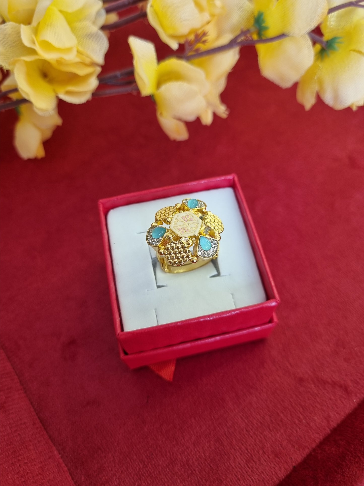 Pure silver gold plated ring
