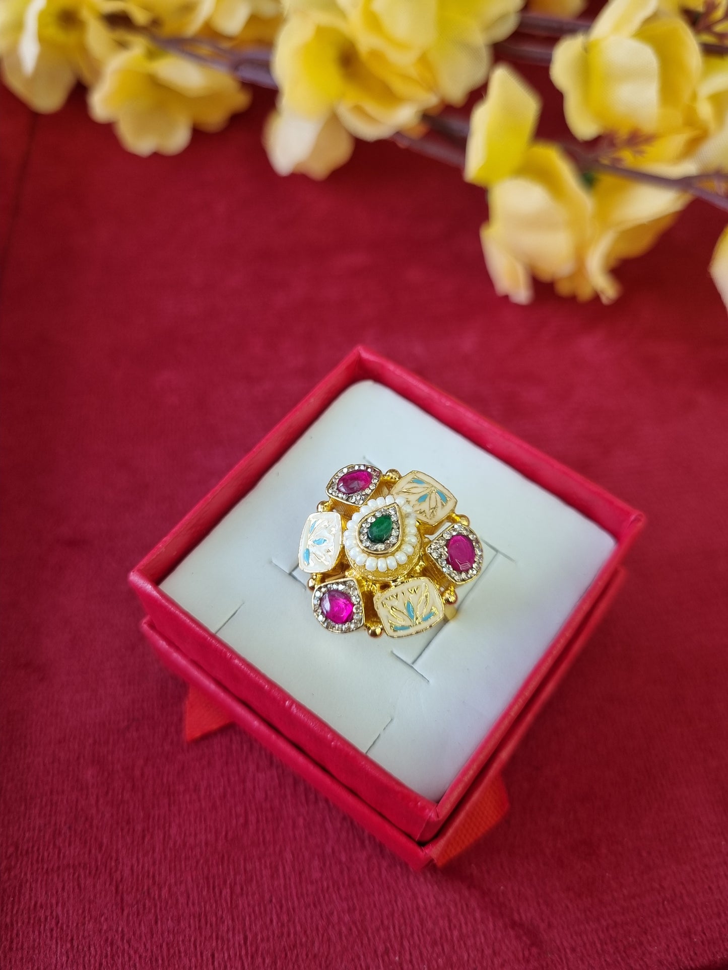Pure silver gold plated ring