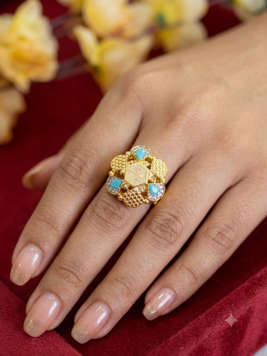 Pure silver gold plated ring