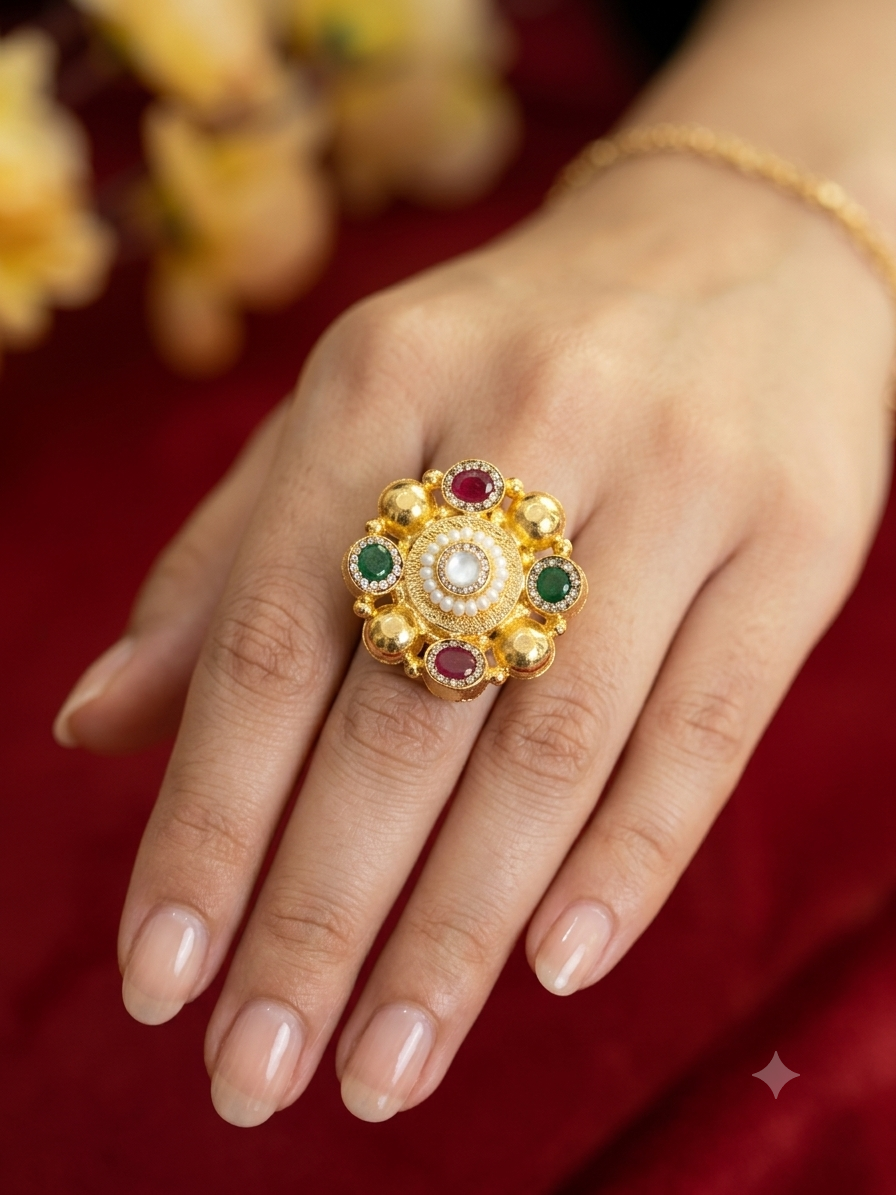Pure silver gold plated ring