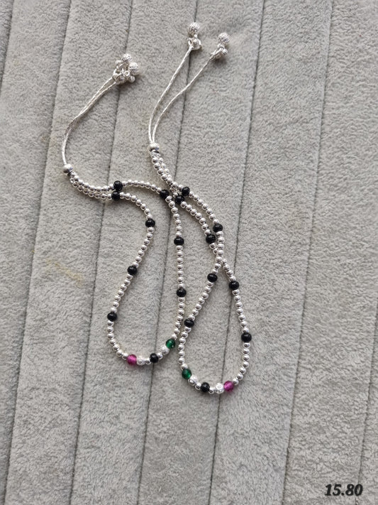 Premium silver dhaga payal