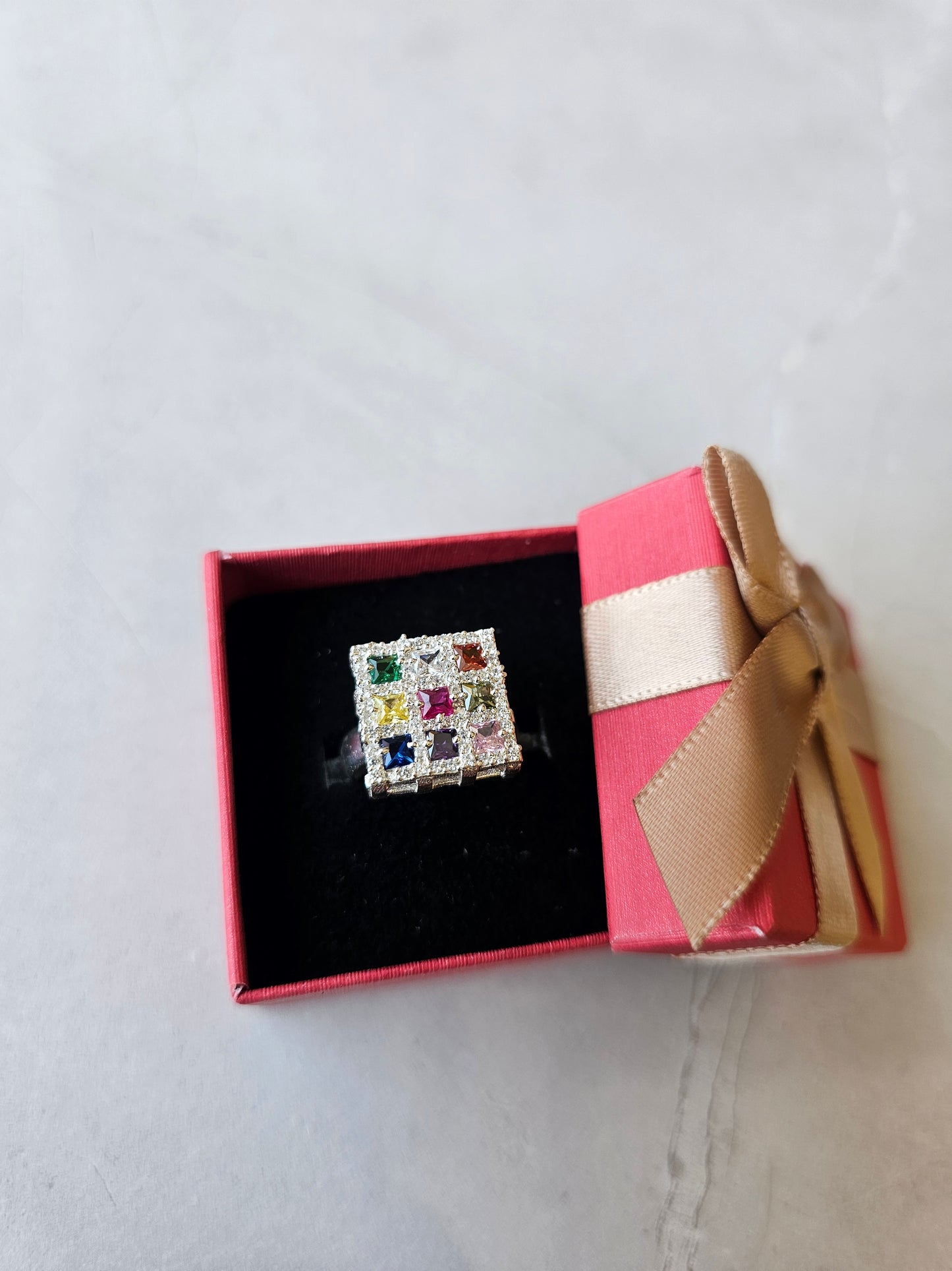 Silver premium navratna ring