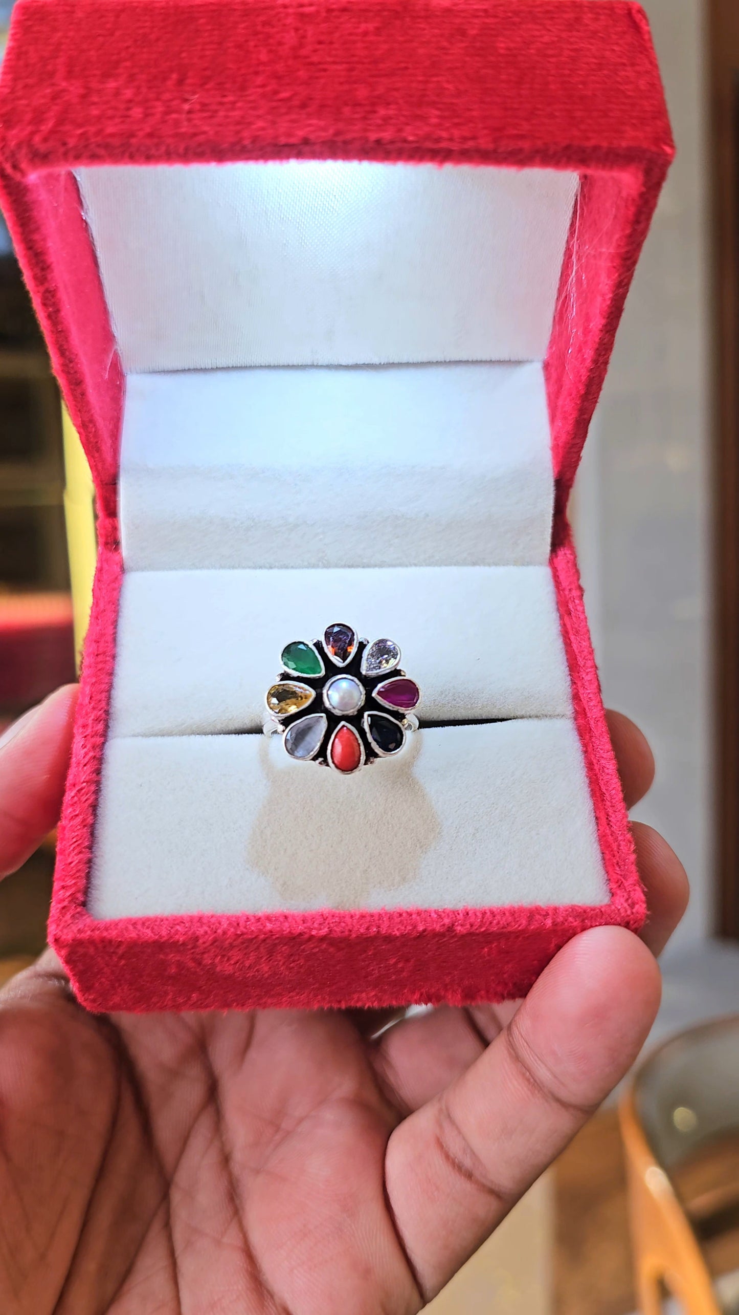 92.5 pure silver navratna ring