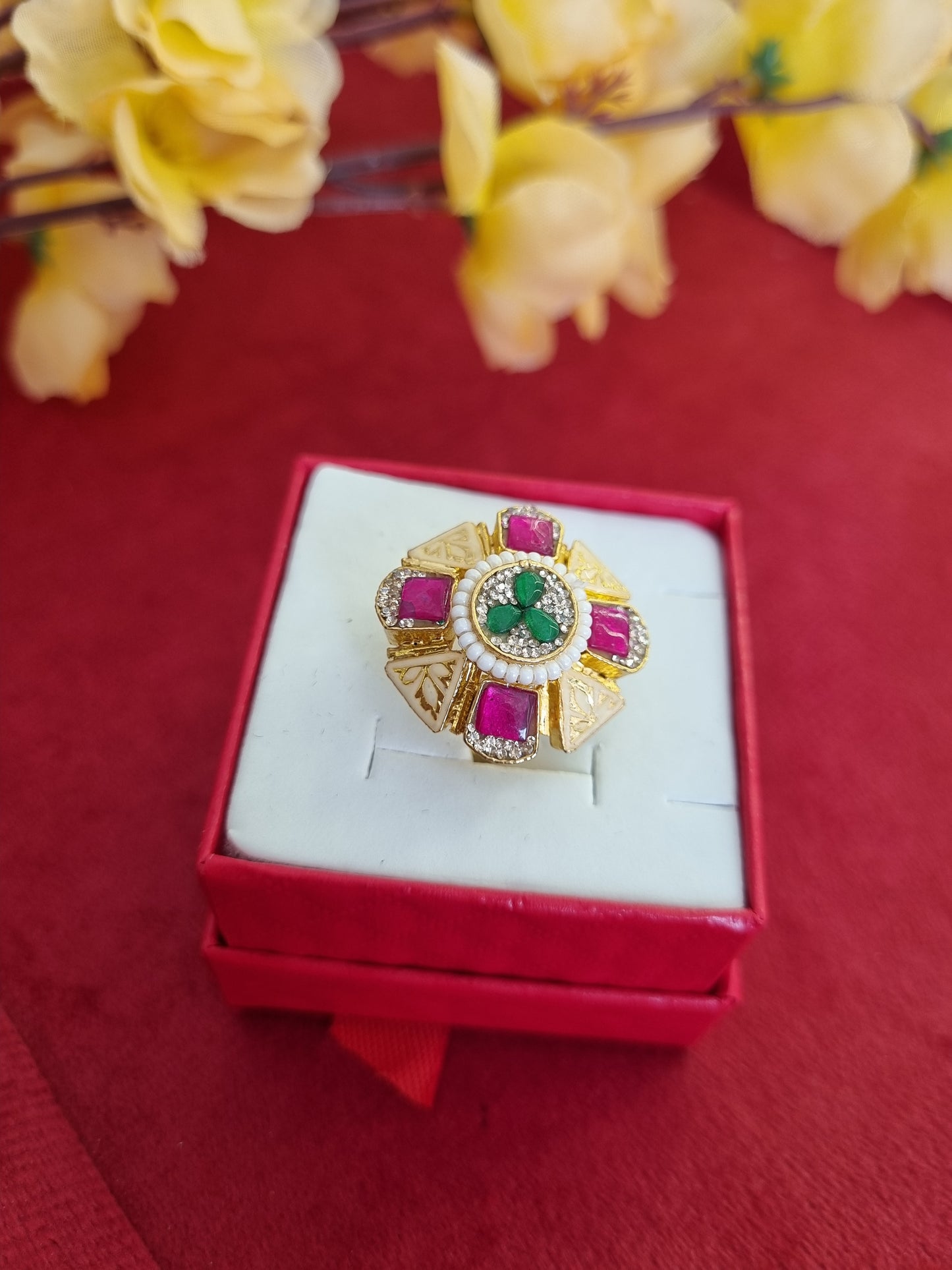 Pure silver gold plated ring