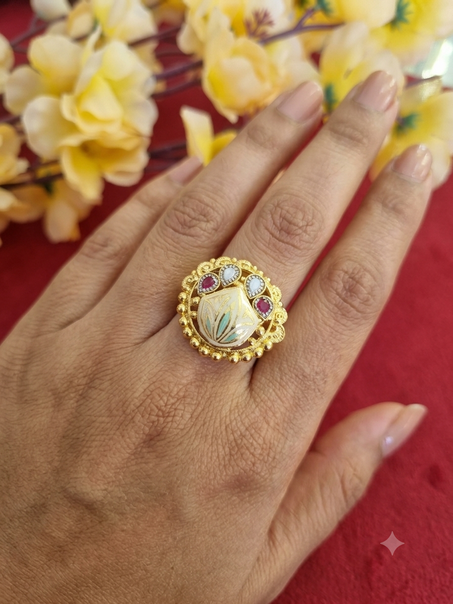 Pure silver gold plated ring