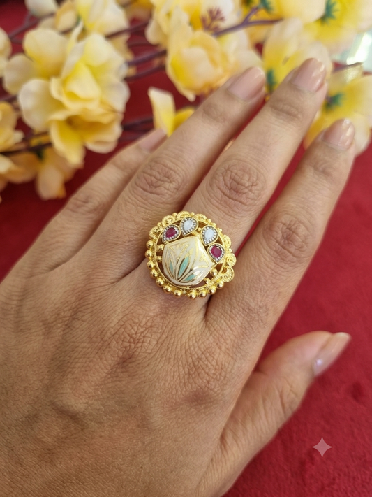Pure silver gold plated ring