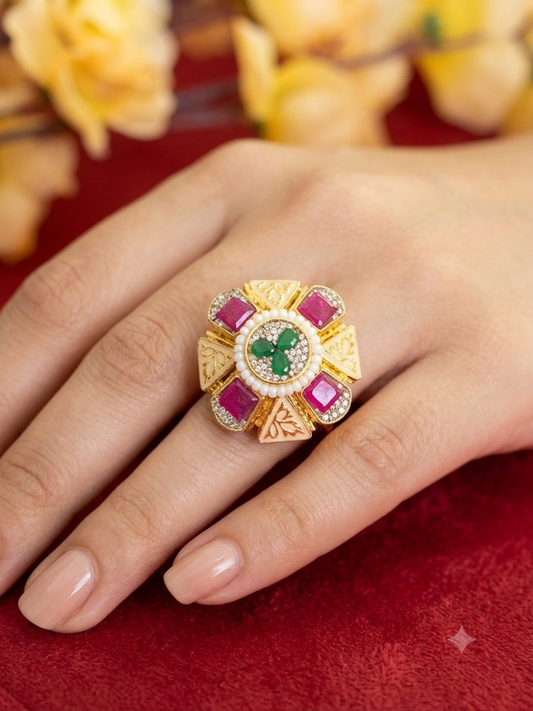 Pure silver gold plated ring