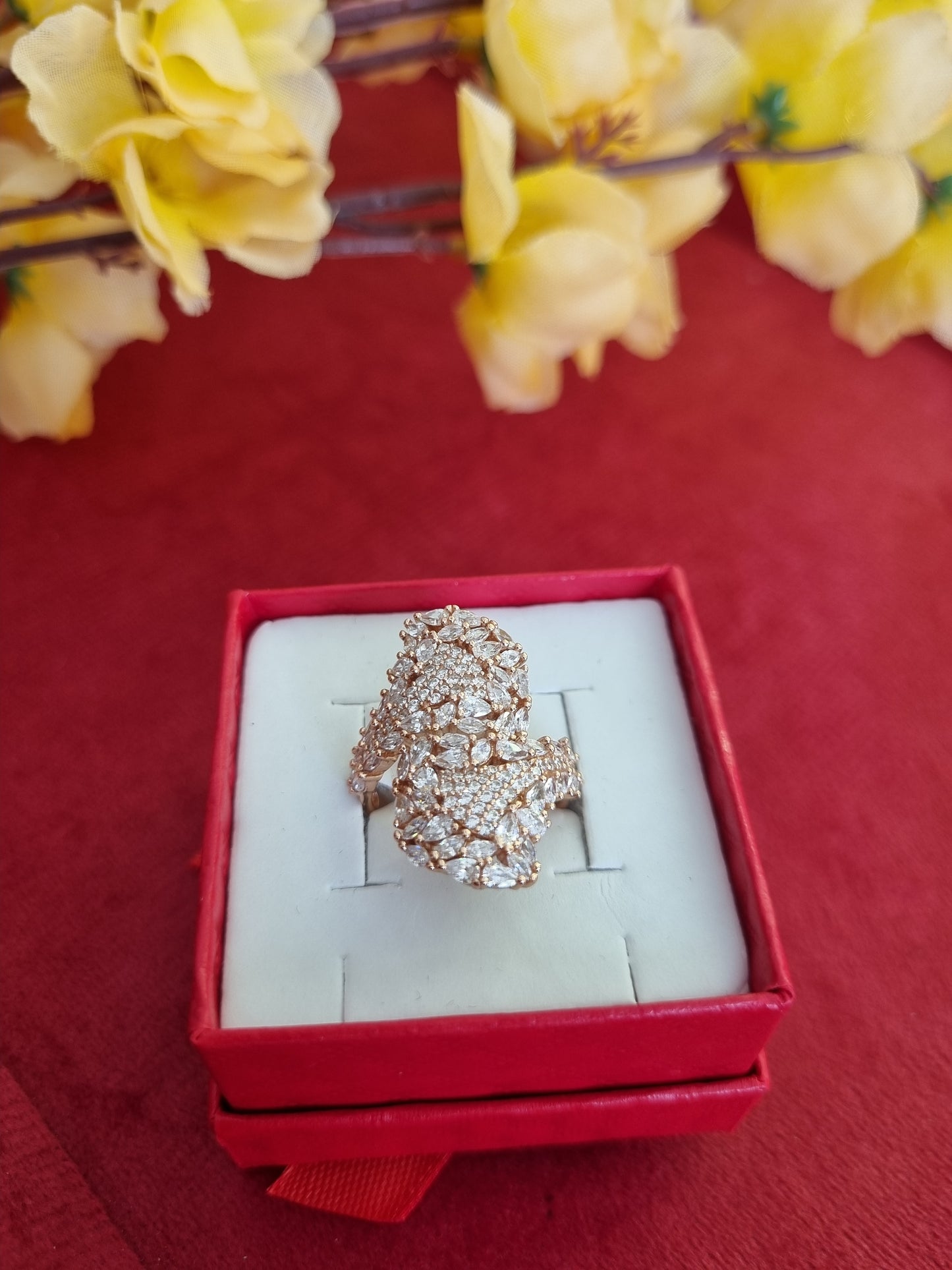 Pure silver gold plated ring